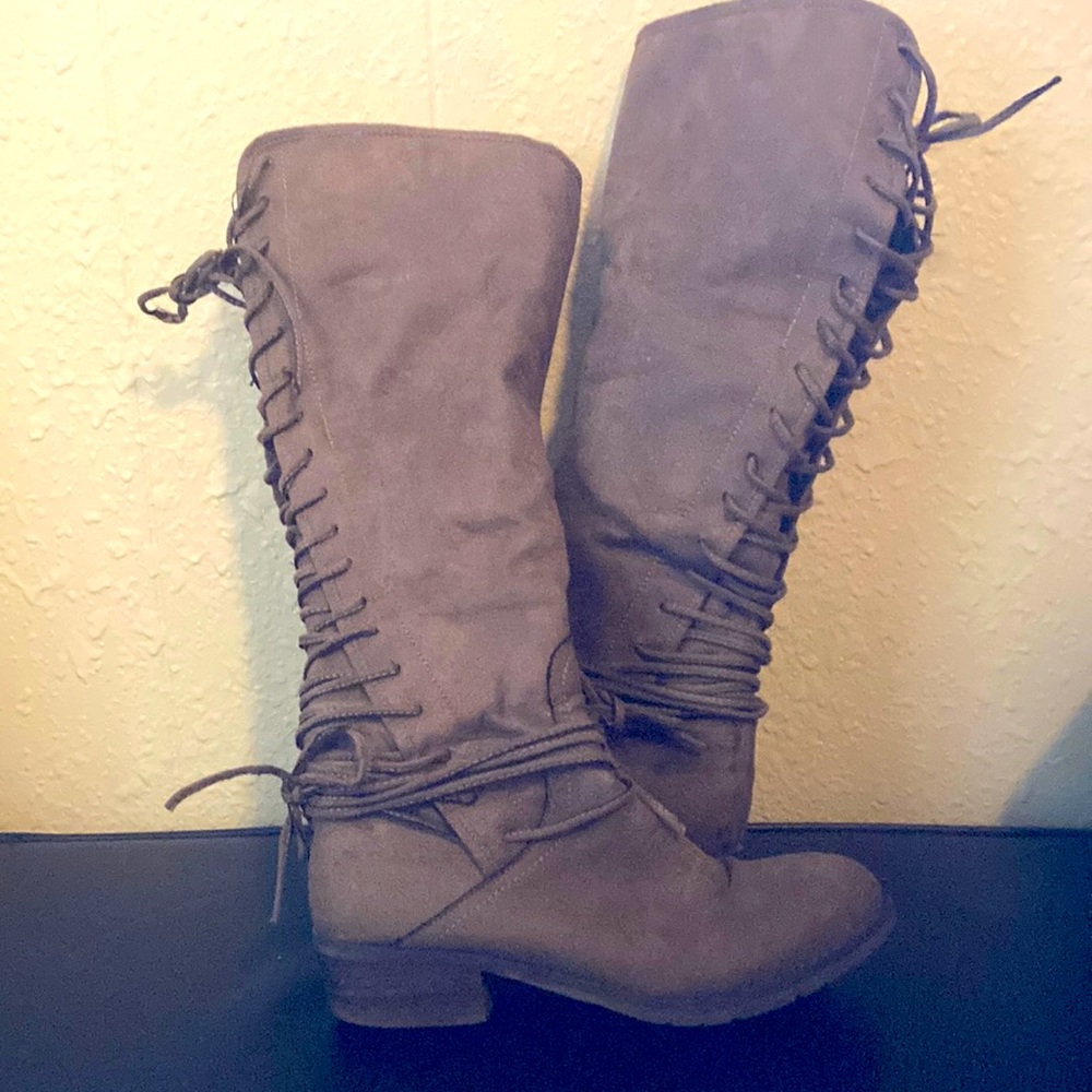 Faux suede boots